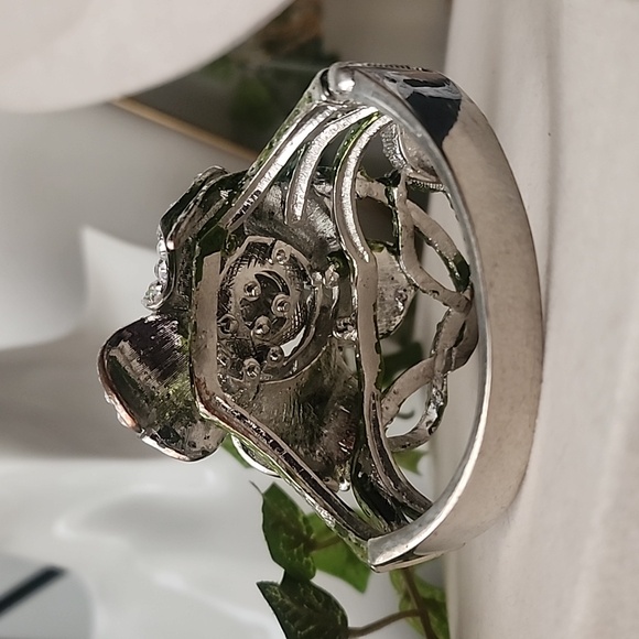 Statement Rose Flower Hinge / Clamper Crystal Bracelet - Picture 4 of 14